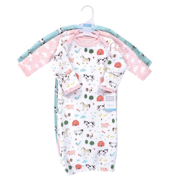 Quilted Cotton Gowns 3pk, Girl Farm Animals